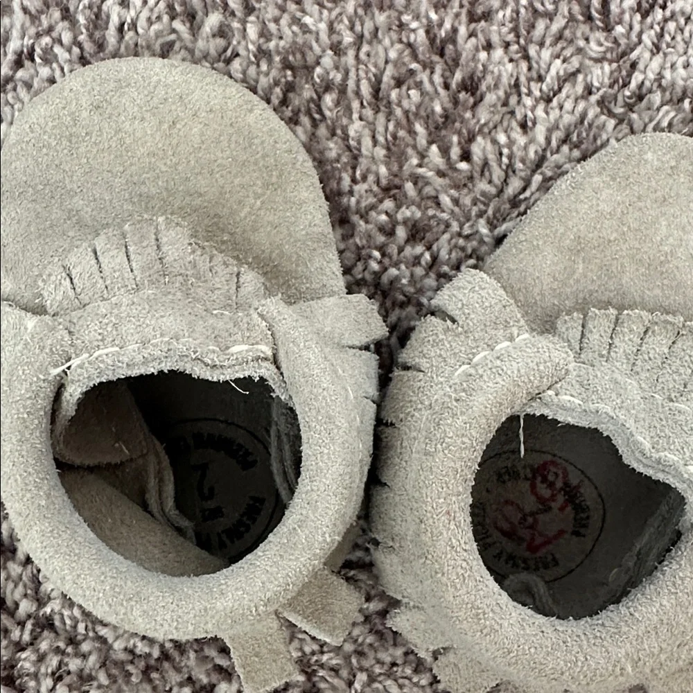 Suede Freshly Picked Baby Moccasins - Gray